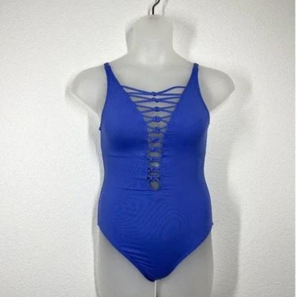 Bleu By Rod Beattie Kore Lace Up One Piece Swimsuit Size 6